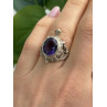 925 Sterling Silver Turtle Amethyst & Marcasite Ring Size 6