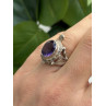 925 Sterling Silver Turtle Amethyst & Marcasite Ring Size 6