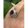 925 Sterling Silver Turtle Amethyst & Marcasite Ring Size 6