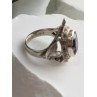 925 Sterling Silver Turtle Amethyst & Marcasite Ring Size 6