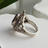 925 Sterling Silver Turtle Amethyst & Marcasite Ring Size 6