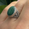 Vintage 925 Sterling Silver Malachite Ring Size 7
