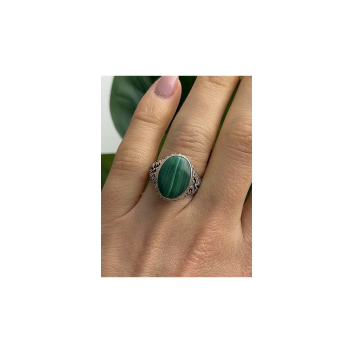 Vintage 925 Sterling Silver Malachite Ring Size 7