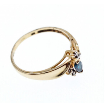 10K YELLOW GOLD BLUE SPINEL & DIAMONDS RING SIZE 8
