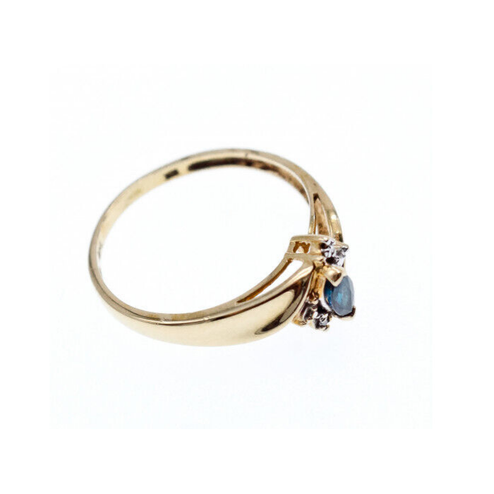 10K YELLOW GOLD BLUE SPINEL & DIAMONDS RING SIZE 8