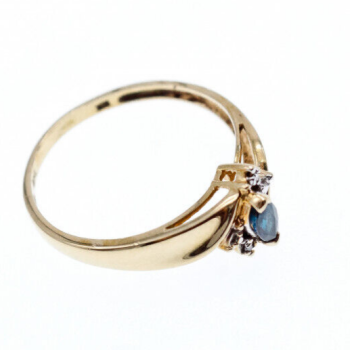 10K Yellow Gold Blue Spinel & Diamonds Ring Size 8