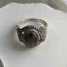 925 Sterling Silver Labradorite & Marcasite Ring Size 10