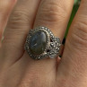 925 Sterling Silver Labradorite & Marcasite Ring Size 10