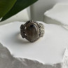 925 Sterling Silver Labradorite & Marcasite Ring Size 10