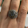 925 Sterling Silver Labradorite & Marcasite Ring Size 10