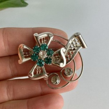 Vintage 925 Sterling Silver Jewelry Glass 