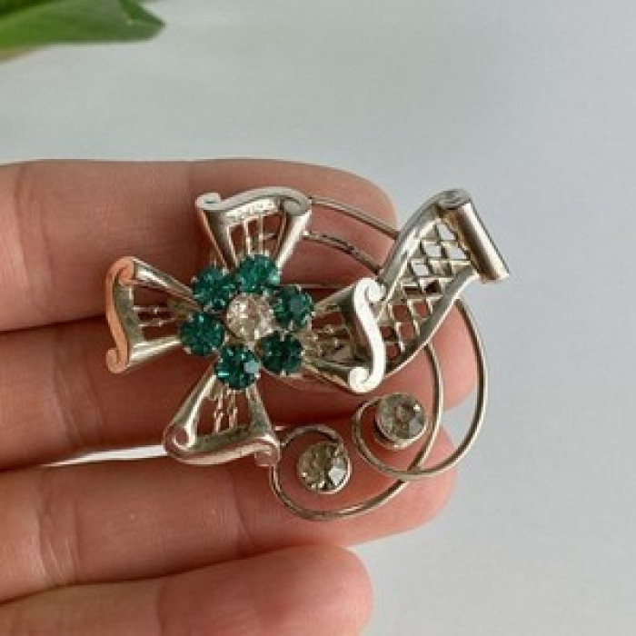 Vintage 925 Sterling Silver Jewelry Glass 