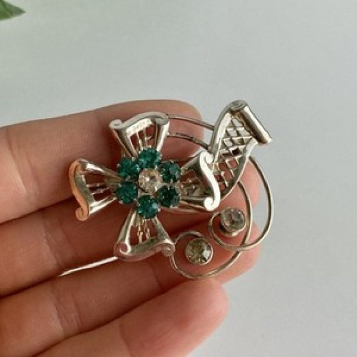 Vintage 925 Sterling Silver Jewelry Glass 