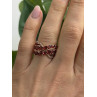 925 Sterling Silver Rose Gold Plated Garnet & Beryl Ring Size 7