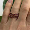 925 Sterling Silver Rose Gold Plated Garnet & Beryl Ring Size 7