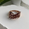 925 Sterling Silver Rose Gold Plated Garnet & Beryl Ring Size 7