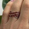 925 Sterling Silver Rose Gold Plated Garnet & Beryl Ring Size 7