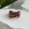 925 Sterling Silver Rose Gold Plated Garnet & Beryl Ring Size 7