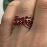 925 Sterling Silver Rose Gold Plated Garnet & Beryl Ring Size 7