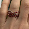 925 Sterling Silver Rose Gold Plated Garnet & Beryl Ring Size 7