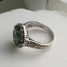 925 Sterling Silver Cushion-Cut Green Peridot Ring Size 5.5