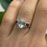 925 Sterling Silver Beryl & Garnet Ring Size 6.5