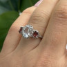 925 Sterling Silver Beryl & Garnet Ring Size 6.5