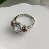 925 Sterling Silver Beryl & Garnet Ring Size 6.5