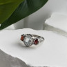 925 Sterling Silver Beryl & Garnet Ring Size 6.5