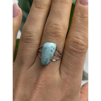 925 Sterling Silver Larimar Ring Size 8.5