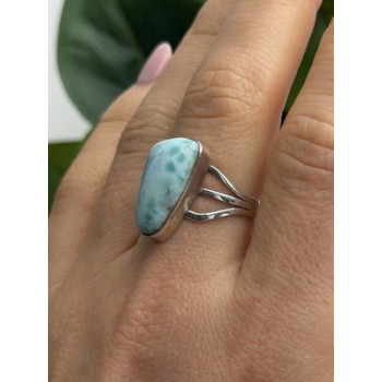 925 Sterling Silver Larimar Ring Size 8.5