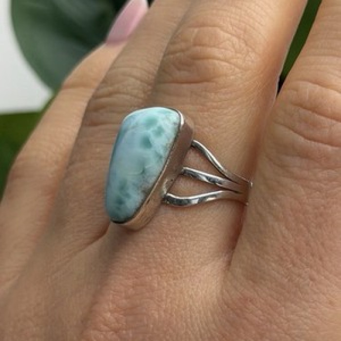 925 Sterling Silver Larimar Ring Size 8.5