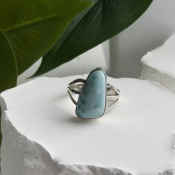 925 Sterling Silver Larimar Ring Size 8.5
