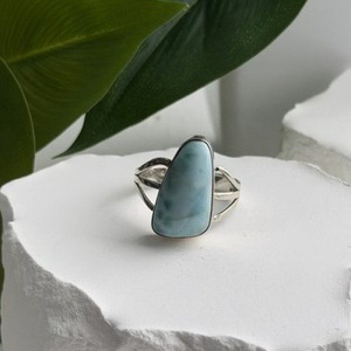 925 Sterling Silver Larimar Ring Size 8.5