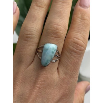 925 Sterling Silver Larimar Ring Size 8.5