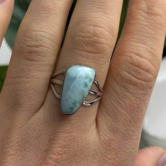 925 Sterling Silver Larimar Ring Size 8.5