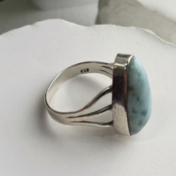 925 Sterling Silver Larimar Ring Size 8.5