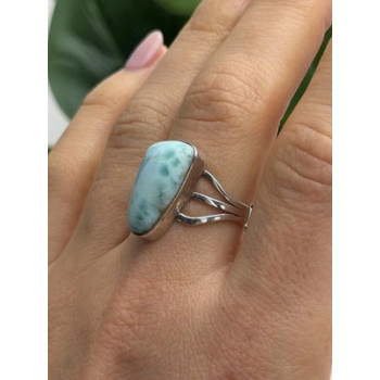 925 Sterling Silver Larimar Ring Size 8.5