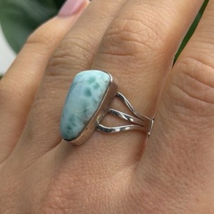 925 Sterling Silver Larimar Ring Size 8.5