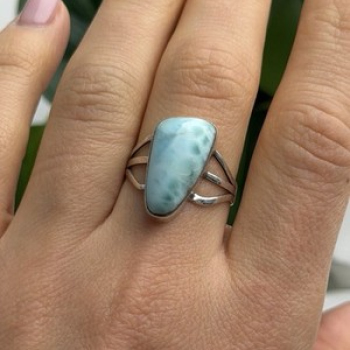 925 Sterling Silver Larimar Ring Size 8.5