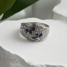 925 Sterling Silver Sapphire & Beryl Ring Size 10