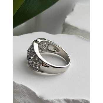 925 Sterling Silver Sapphire & Beryl Ring Size 10