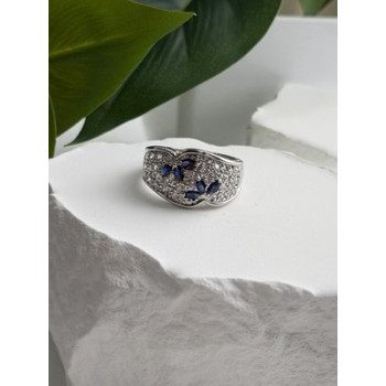 925 Sterling Silver Sapphire & Beryl Ring Size 10