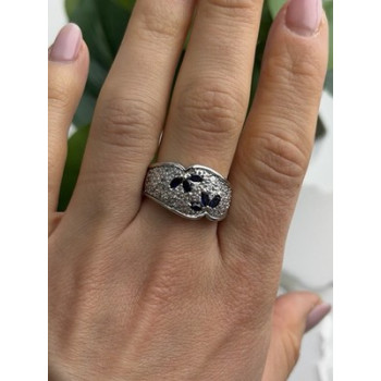 925 Sterling Silver Sapphire & Beryl Ring Size 10