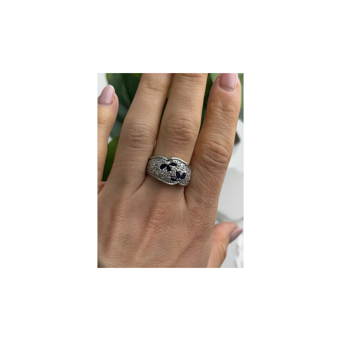 925 Sterling Silver Sapphire & Beryl Ring Size 10