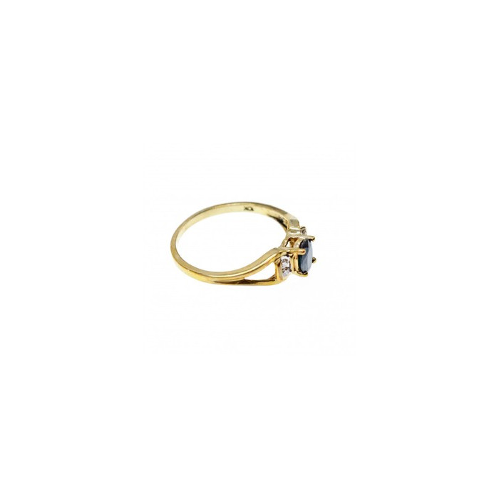 10K YELLOW GOLD BLUE SPINEL & DIAMONDS RING SIZE 8
