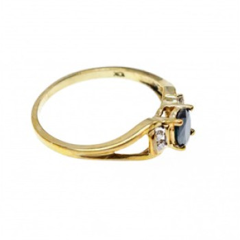 10K Yellow Gold Blue Spinel & Diamonds Ring Size 8