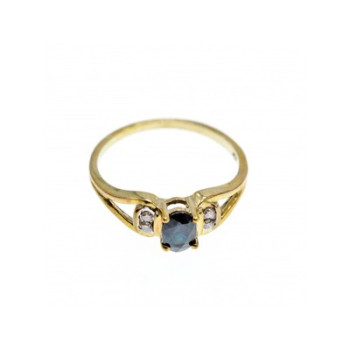 10K YELLOW GOLD BLUE SPINEL & DIAMONDS RING SIZE 8