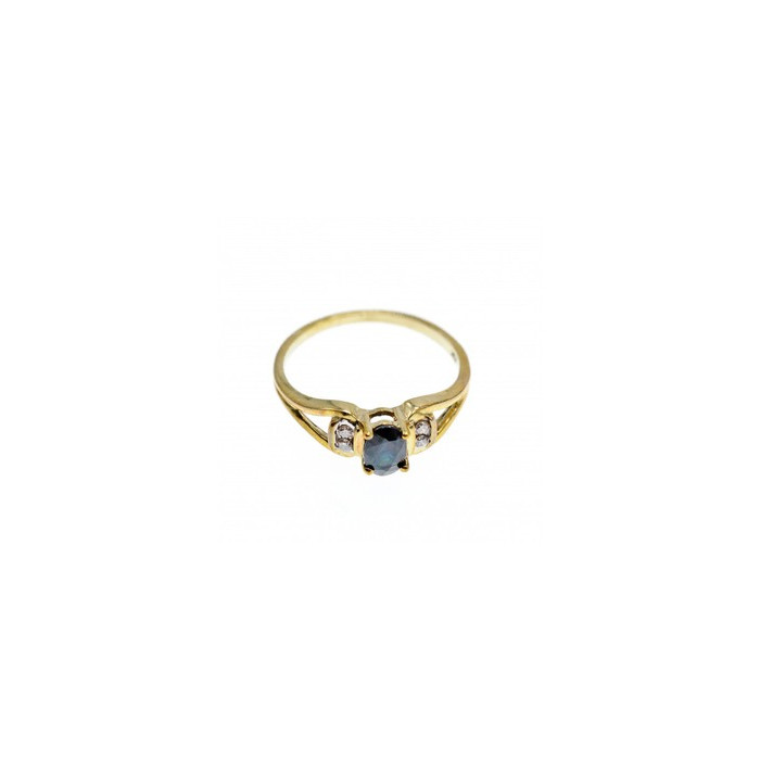 10K YELLOW GOLD BLUE SPINEL & DIAMONDS RING SIZE 8