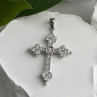 925 Sterling Silver Cz Cross Length 1.9 in